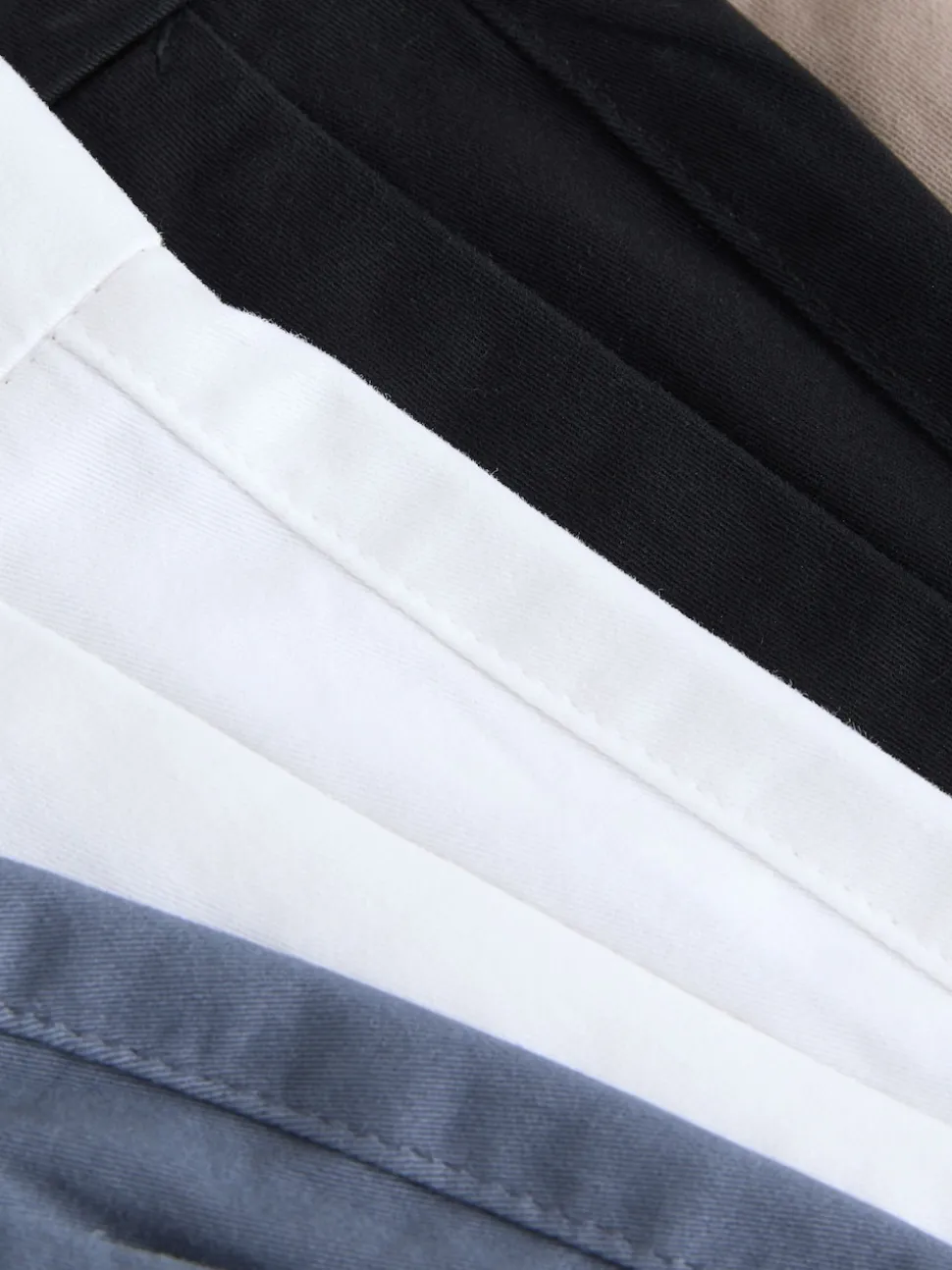 Black/Vintage Blue/ White/ Mushroom Straight Fit Stretch Chino Shorts 4 Pack