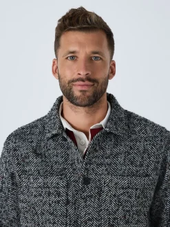 Black/White Herringbone Check Shacket