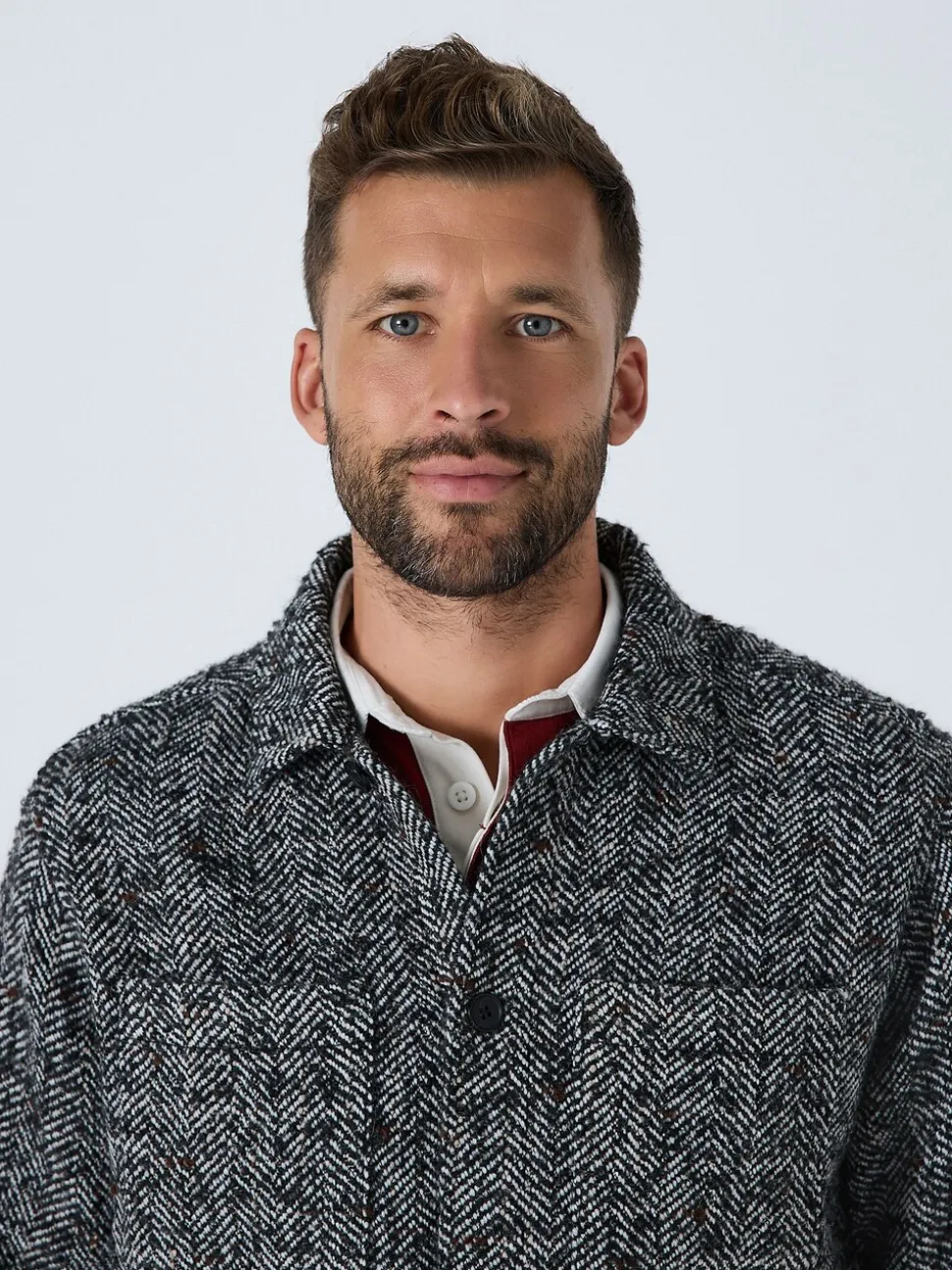 Black/White Herringbone Check Shacket