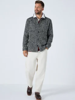 Black/White Herringbone Check Shacket