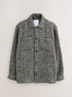 Black/White Herringbone Check Shacket