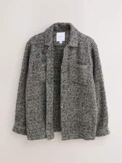 Black/White Herringbone Check Shacket