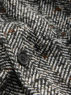Black/White Herringbone Check Shacket