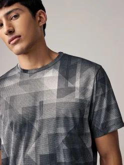 Black/White Mono Active Gym Printed Training T-Shirt