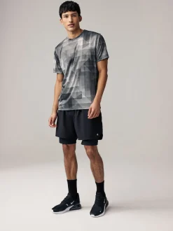 Black/White Mono Active Gym Printed Training T-Shirt