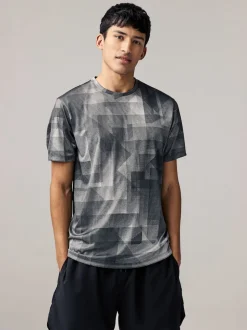 Black/White Mono Active Gym Printed Training T-Shirt