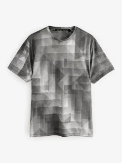 Black/White Mono Active Gym Printed Training T-Shirt