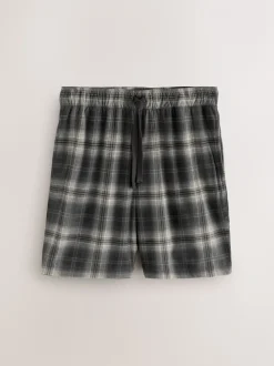 Black/White Monochrome Check Motionflex Cosy Shorts Pyjamas Set