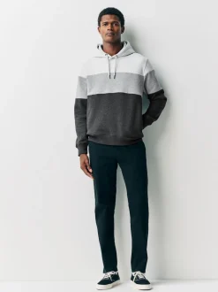 Black/White Overhead Hoodie Colour Blocking Sweatshirt