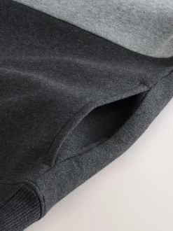 Black/White Overhead Hoodie Colour Blocking Sweatshirt
