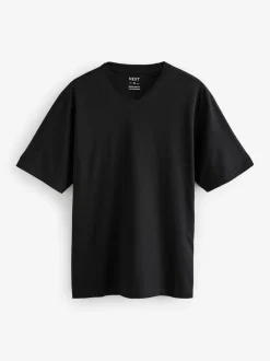 Black/White/Blue/Grey Essential V-Neck 100% Cotton T-Shirts 6 Pack