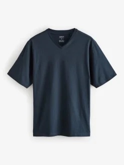 Black/White/Blue/Grey Essential V-Neck 100% Cotton T-Shirts 6 Pack