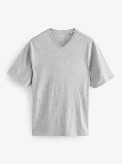 Black/White/Blue/Grey Essential V-Neck 100% Cotton T-Shirts 6 Pack