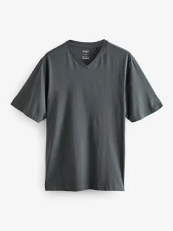 Black/White/Blue/Grey Essential V-Neck 100% Cotton T-Shirts 6 Pack