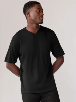 Black/White/Blue/Grey Essential V-Neck 100% Cotton T-Shirts 6 Pack