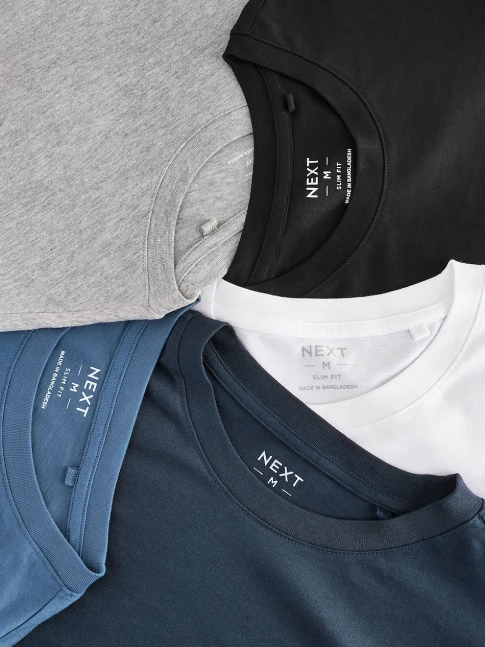 Black/White/Grey/Blue Slim Fit Regular Fit Long Sleeve 100% Cotton T-Shirts 5 Pack