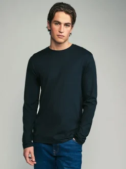 Black/White/Grey/Blue Slim Fit Regular Fit Long Sleeve 100% Cotton T-Shirts 5 Pack