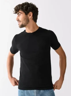 Black/White/Navy/Grey Muscle Fit Essential Cotton T-Shirts 6 Pack