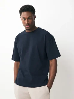 Black/White/Stone/Navy/Grey Relaxed Fit Heavyweight T-Shirts 5 Pack