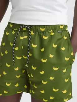 Blend Green Soft Banana Print Swim Shorts