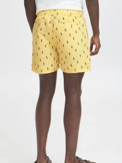 Blend Yellow Penguin Print Swim Shorts