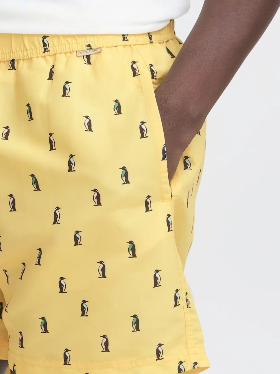 Blend Yellow Penguin Print Swim Shorts