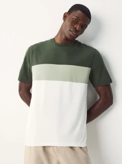 Blue / Neutral / Green Regular Fit Colour Blocking T-Shirts 3 Pack