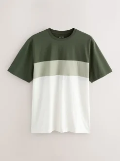 Blue / Neutral / Green Regular Fit Colour Blocking T-Shirts 3 Pack