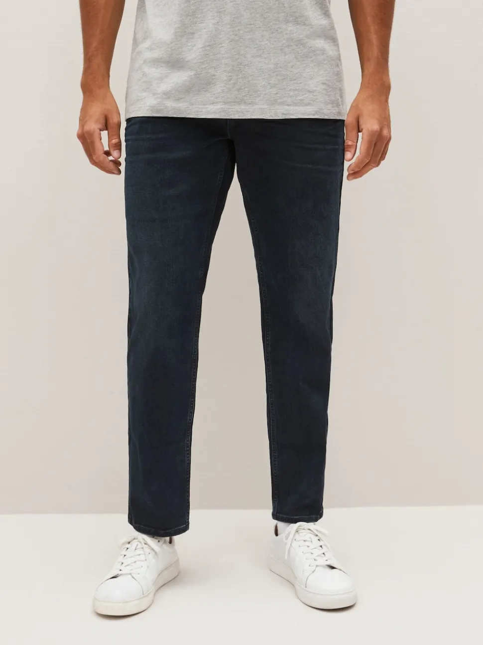 Blue Black Single Straight Fit Classic Stretch Jeans