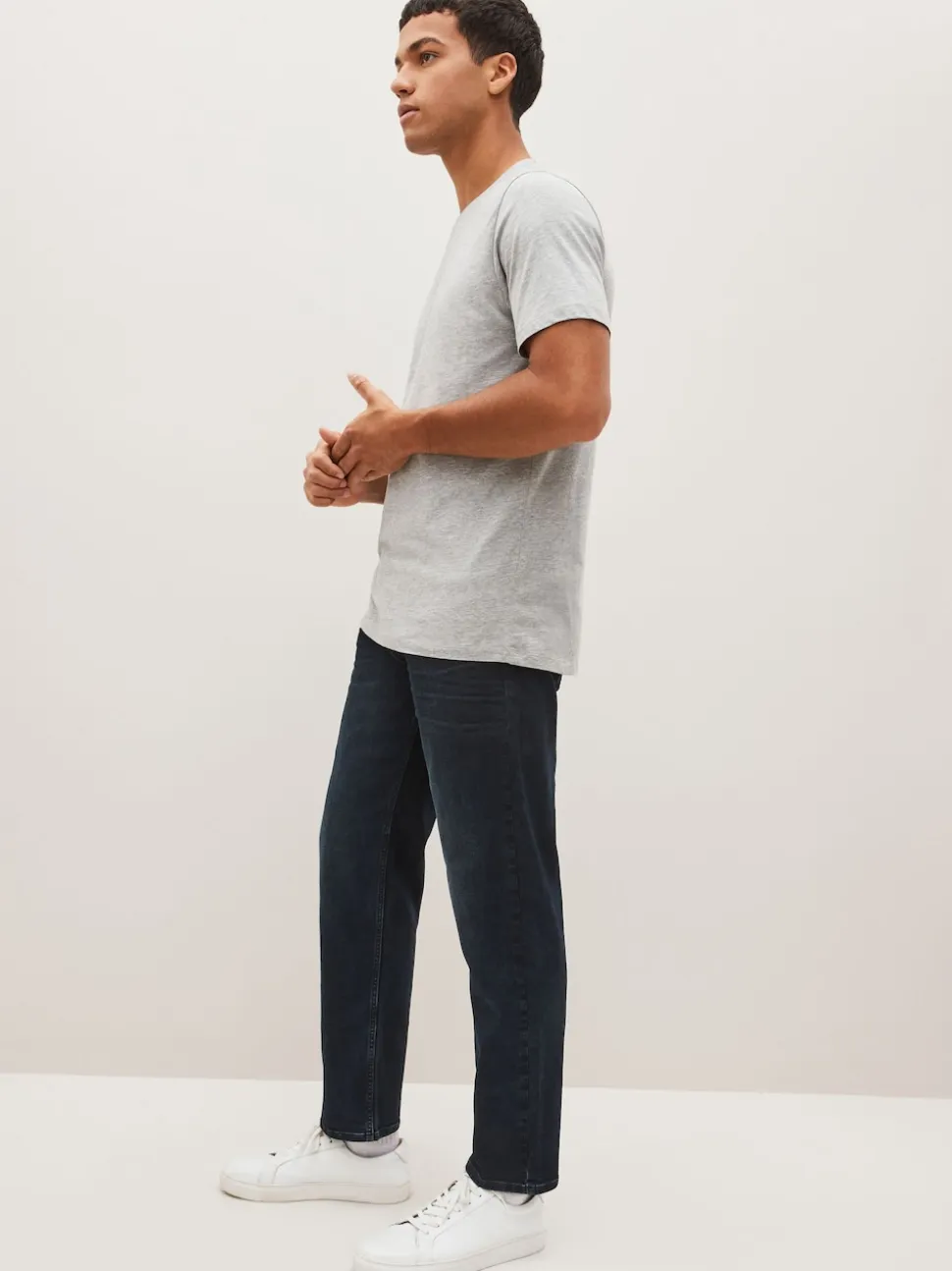 Blue Black Single Straight Fit Classic Stretch Jeans