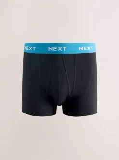 Blue/ Black Waistbands 5 Pack A-Front Cotton Rich Boxers