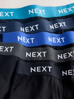 Blue/ Black Waistbands 5 Pack A-Front Cotton Rich Boxers
