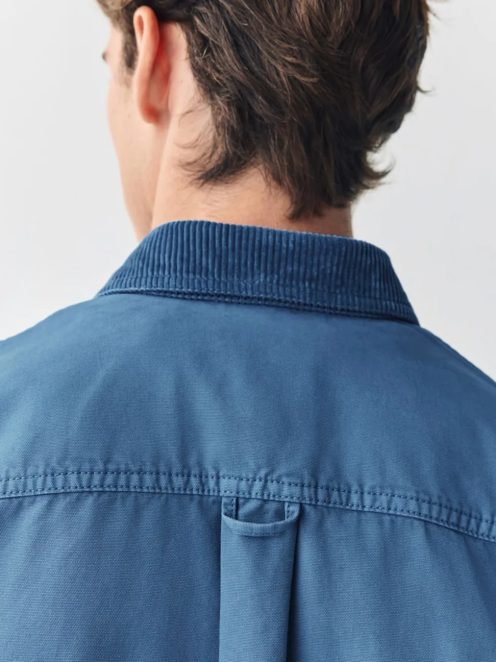Blue Canvas Cord Collar Shacket Overshirt