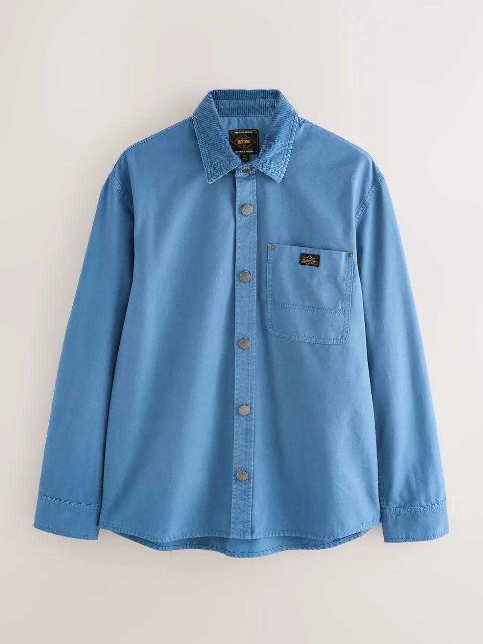 Blue Canvas Cord Collar Shacket Overshirt
