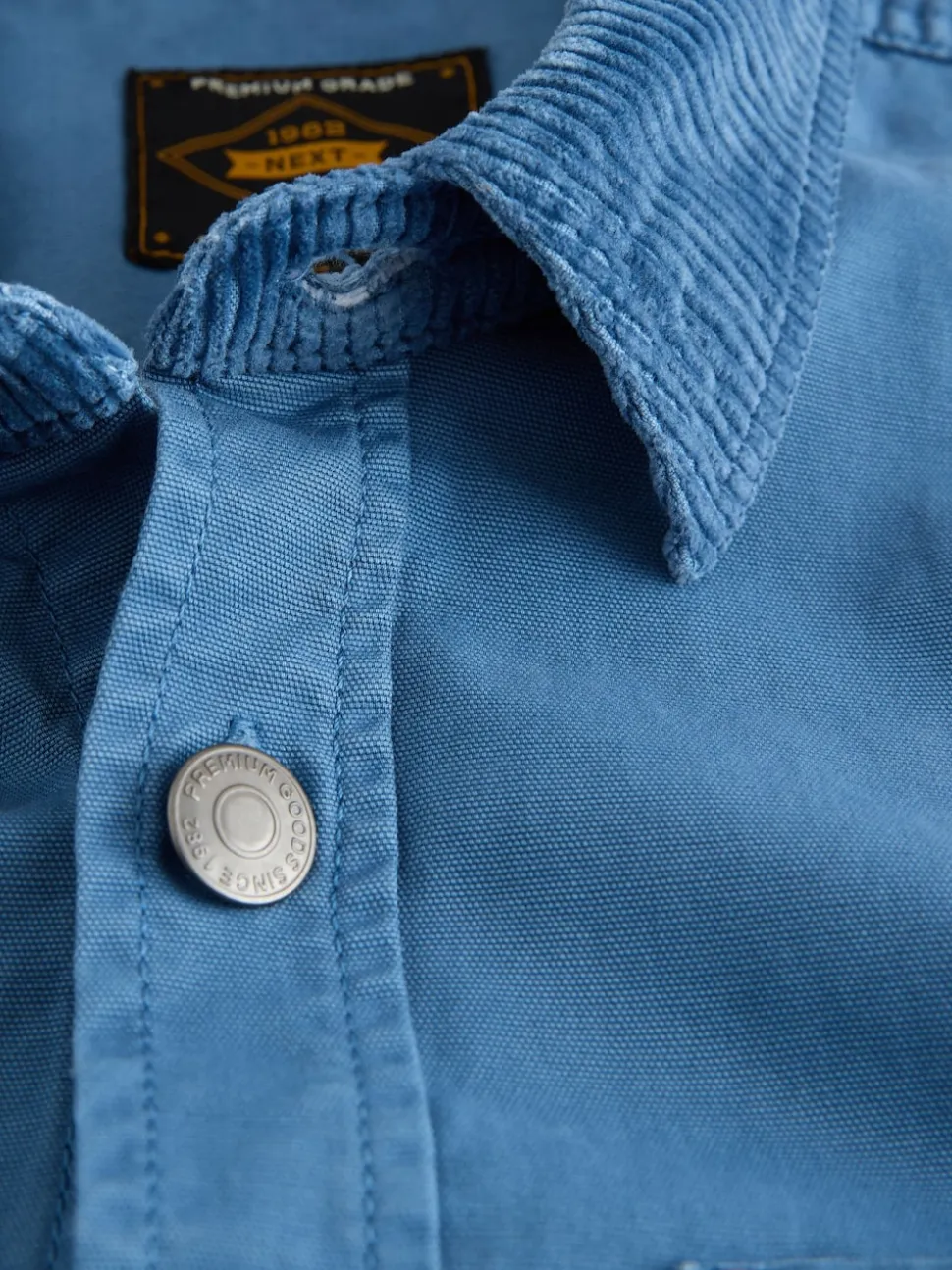 Blue Canvas Cord Collar Shacket Overshirt