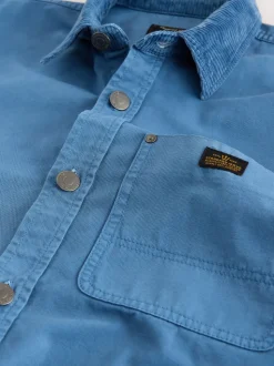 Blue Canvas Cord Collar Shacket Overshirt