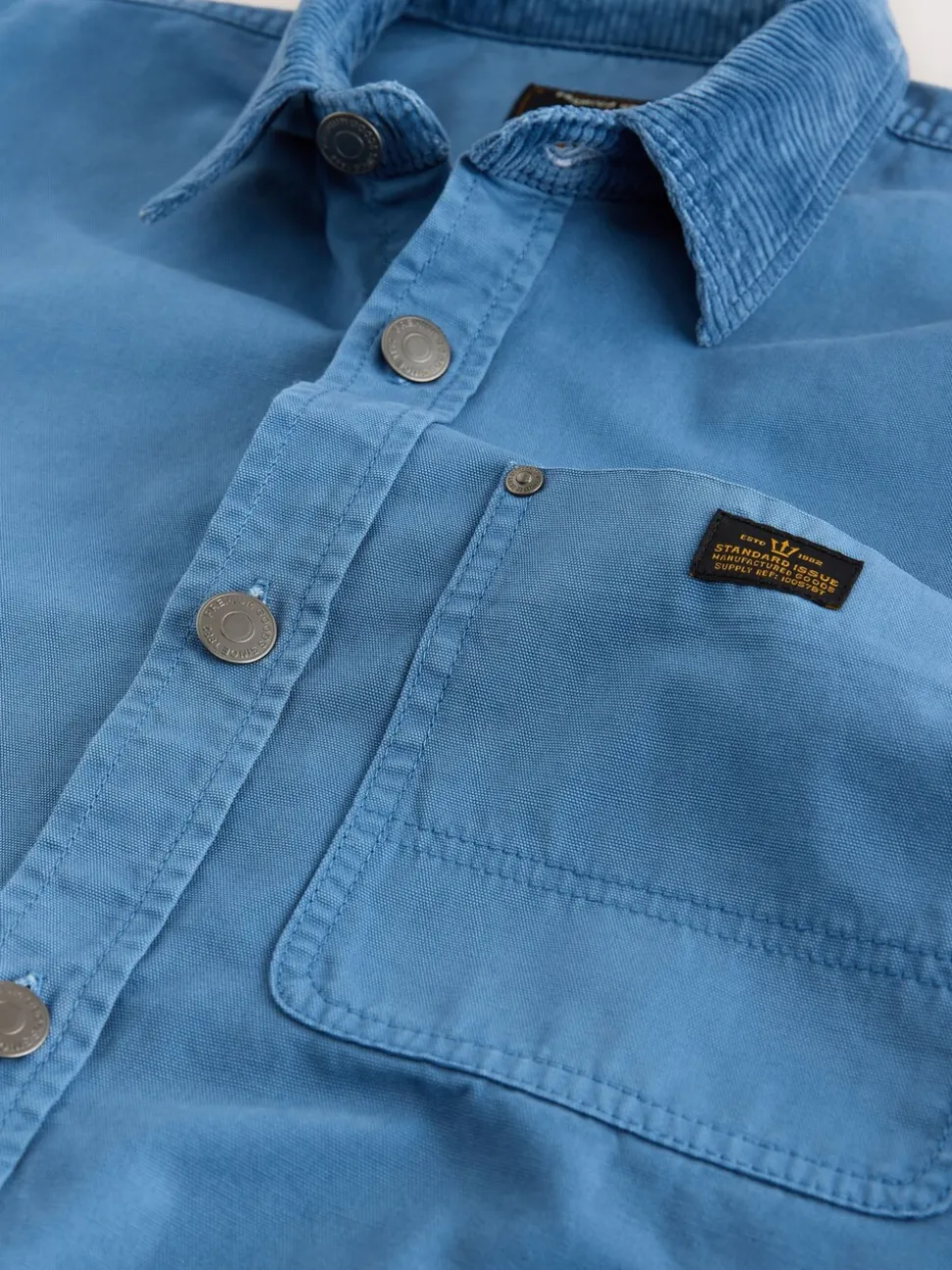 Blue Canvas Cord Collar Shacket Overshirt