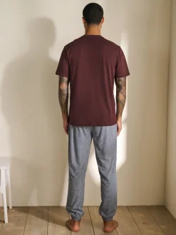 Blue Check Motionflex Cosy Short Sleeve Cuffed Pyjamas