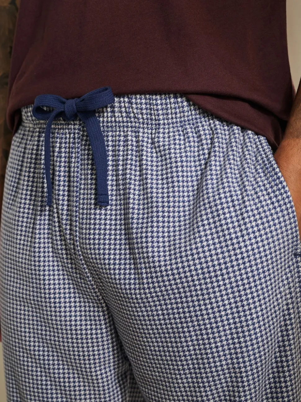 Blue Check Motionflex Cosy Short Sleeve Cuffed Pyjamas