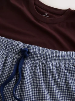Blue Check Motionflex Cosy Short Sleeve Cuffed Pyjamas