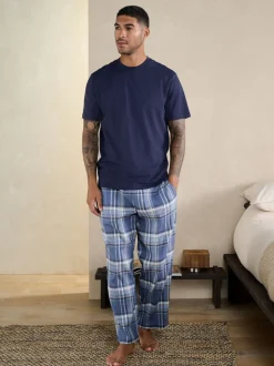Blue Check Short Sleeve Pyjamas Set
