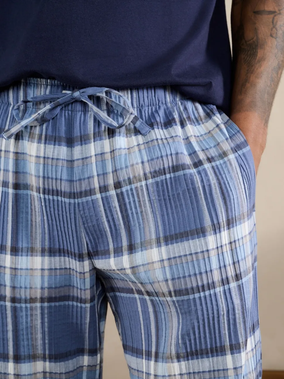 Blue Check Short Sleeve Pyjamas Set