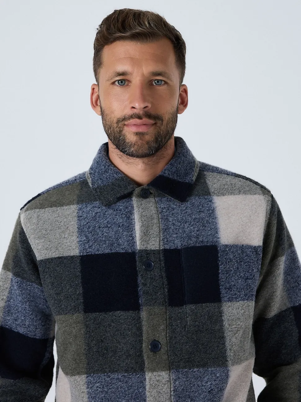 Blue Check Wool Look Shacket