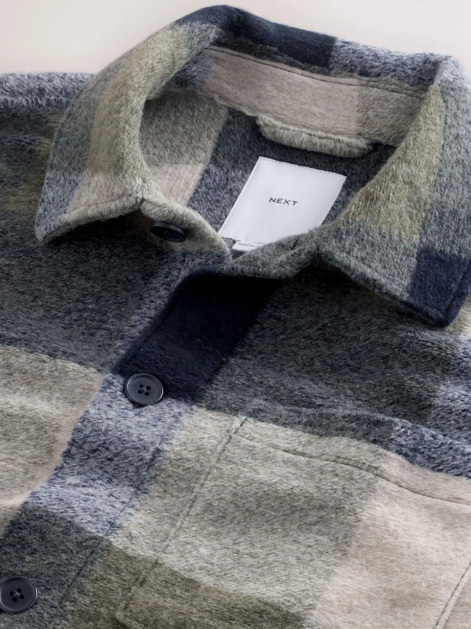 Blue Check Wool Look Shacket