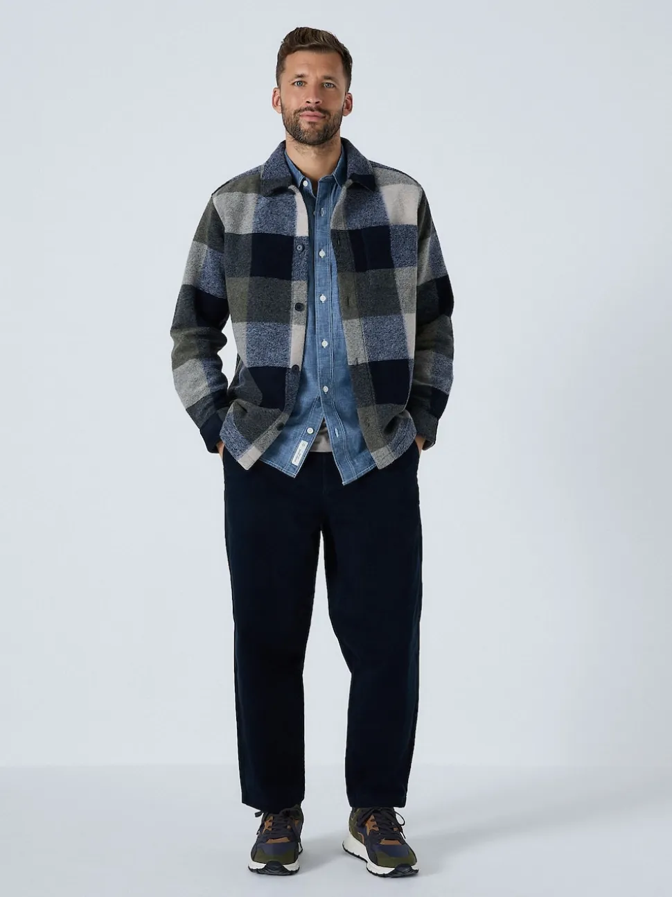 Blue Check Wool Look Shacket