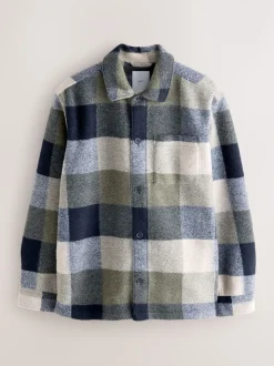 Blue Check Wool Look Shacket