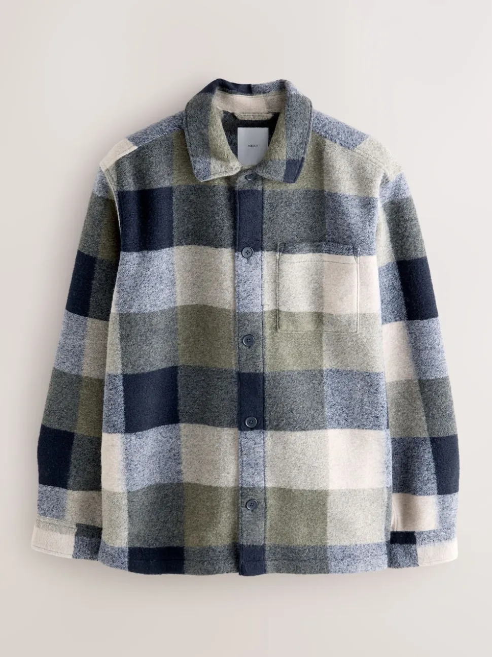 Blue Check Wool Look Shacket