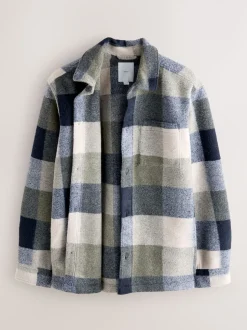 Blue Check Wool Look Shacket