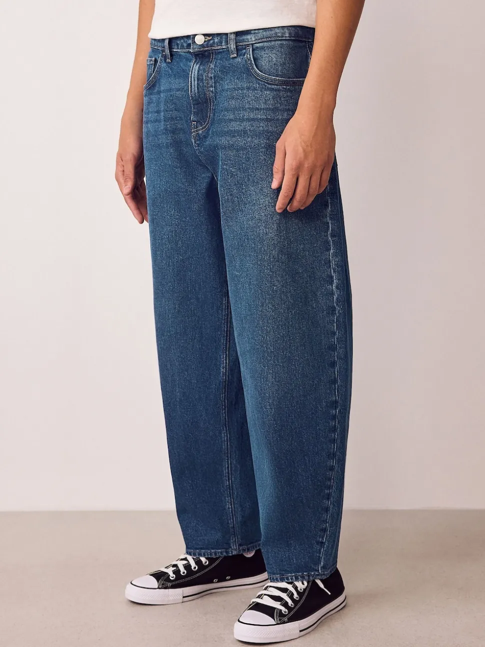 Blue Classic Vintage Barrel Fit Vintage Wash Denim Jeans
