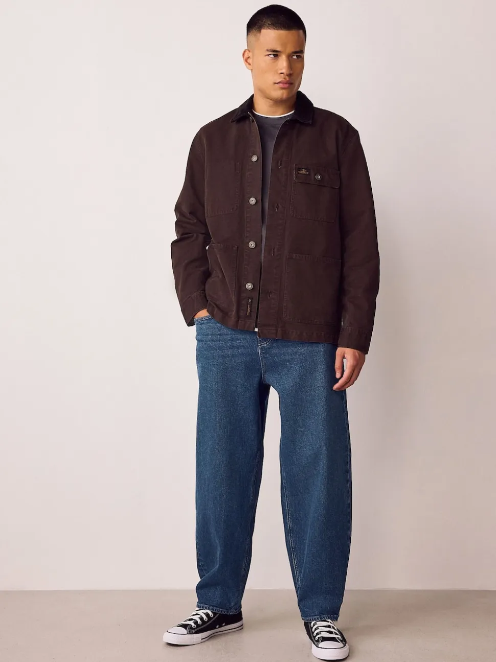 Blue Classic Vintage Barrel Fit Vintage Wash Denim Jeans